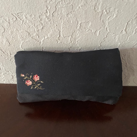 Vintage Black Silk Embroidered Clutch Bag